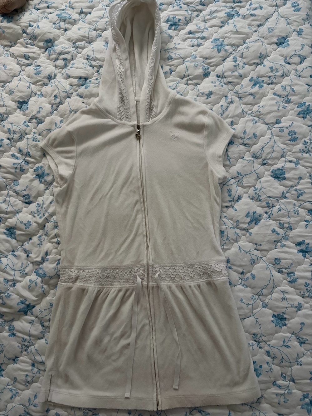 Justice White Hooded Zip-Up Cover-Up with Heart Zipper